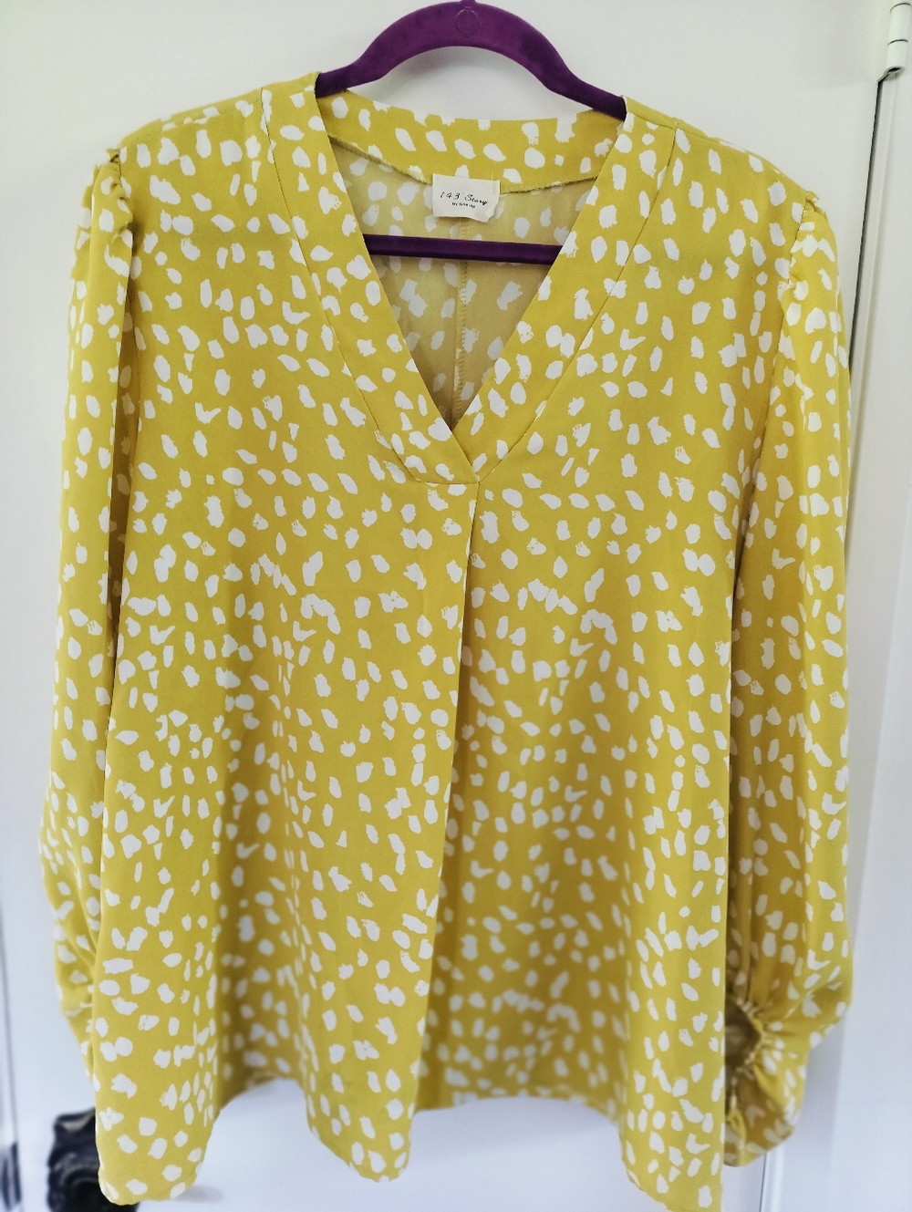 143 Story by Line Up Yellow blouse white abstract animal spot print Large